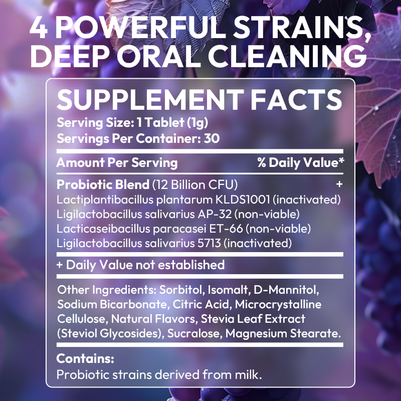 LIFEWORTH Supports Teeth Gums Health Oral Probiotics Micro-Effervescent Lozenges Tablets Sugar-Free