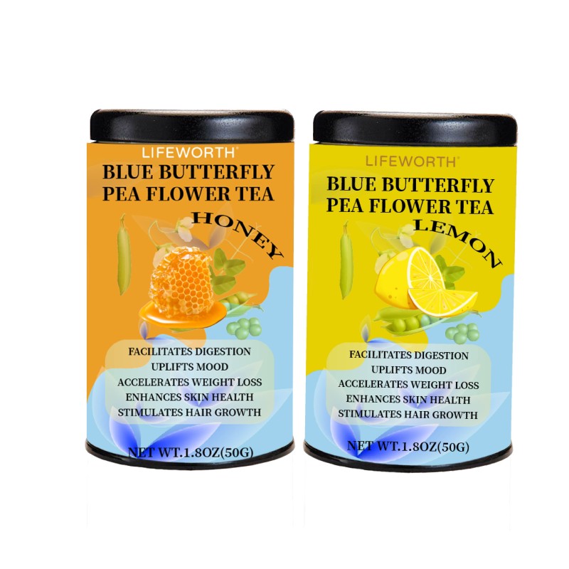 Lifeworth Private Label Wholesale Organic Lemon Flavor Blue butterfly Pea Flower Herbal Tea