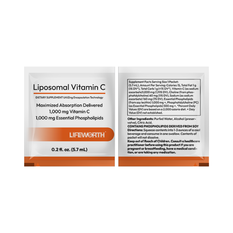 LIFEWORTH Liquid Liposomal Vitamin C Individual Packets Supplement for Immune Support and Collagen Boost