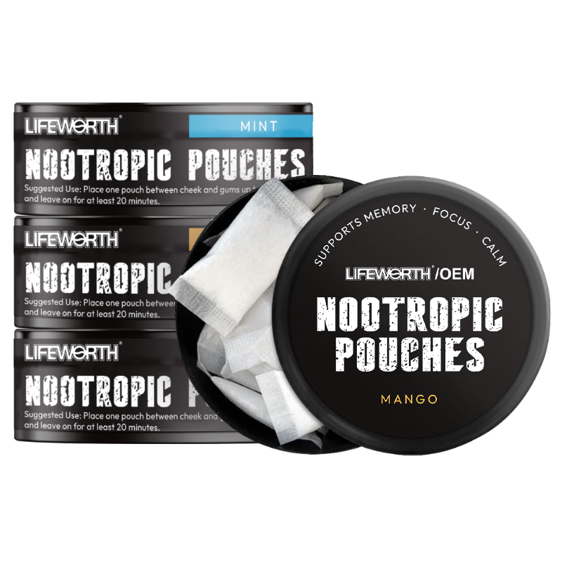 LIFEWORTH Customize Faster Absorption Mint Nootropic Energy Pouches Cans Nicotine Free