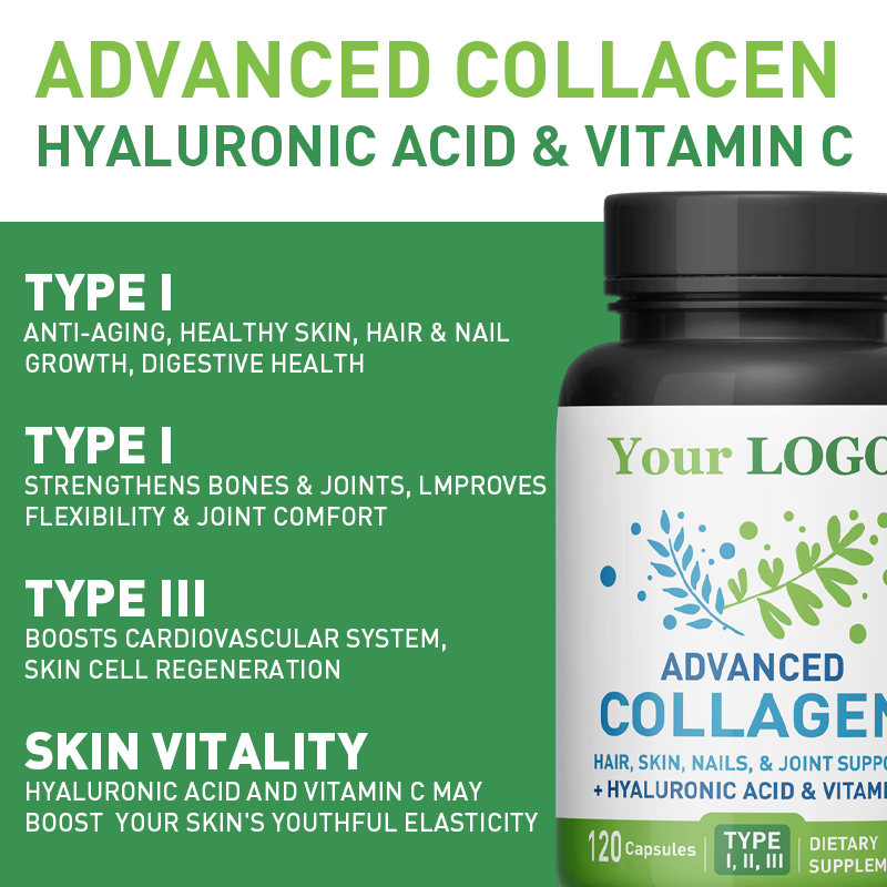 LIFEWORTH OEM Private Label Vitamins C Multi Collagen Peptides Capsules for Women and Men