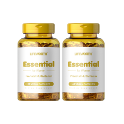 LIFEWORTH Essential Prenatal Multivitamin Capsule Folic Acid Dietary Supplement Women 60 Capsules