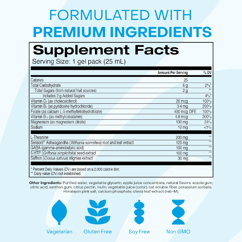 LIFEWORTH Herbal Formula Calm Mood Liquid Gel Supplement with Ashwagandha Magnesium 5-HTP GABA Saffron