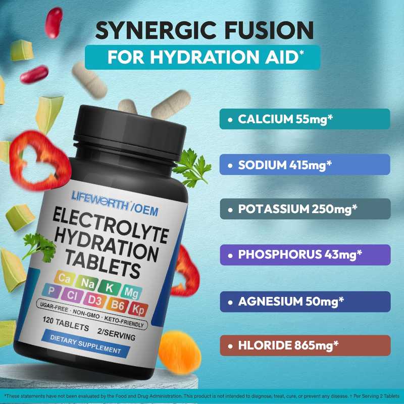 LIFEWORTH Rapid Rehydration Salt Pills Electrolyte Tablets with Magnesium Sodium Potassium