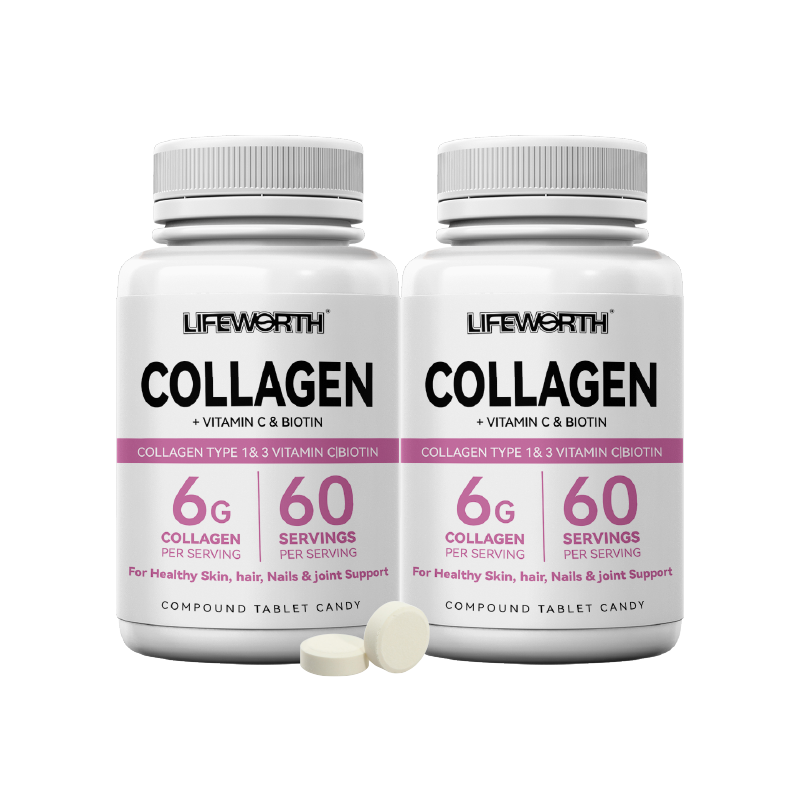 LIFEWORTH Advanced Collagen Tablets Supplements for Hair Skin Nail Health and Joint Support