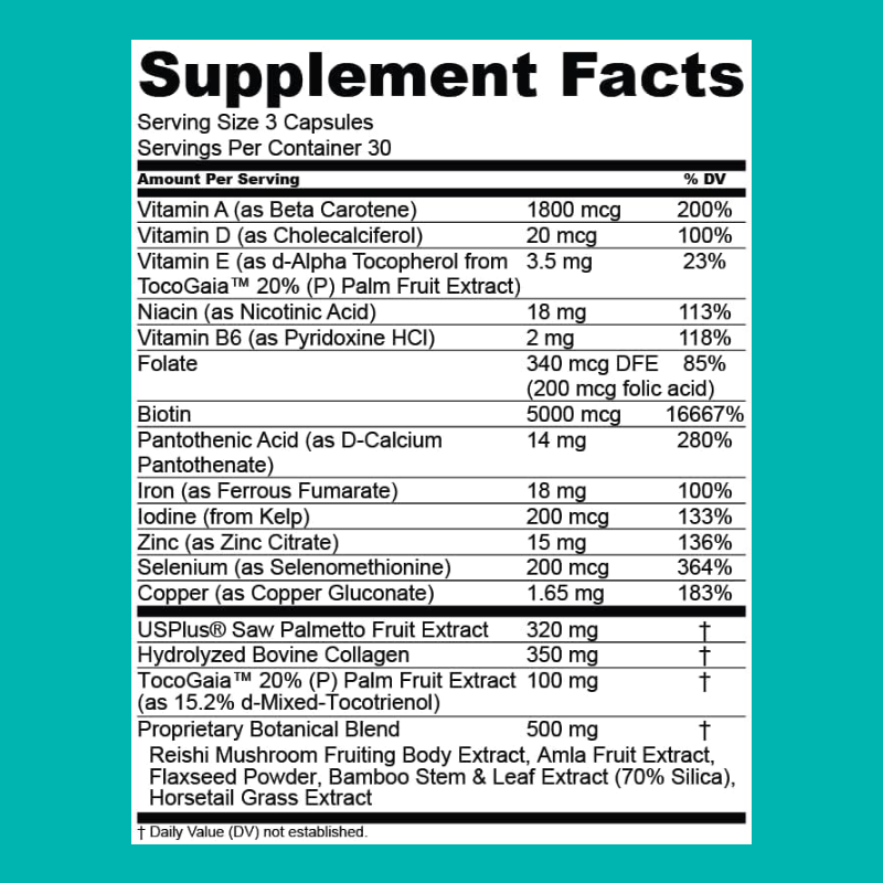 LIFEWORTH Biotin Collagen & Saw Palmetto Supplement Natural Hair Growth Vitamins Capsules