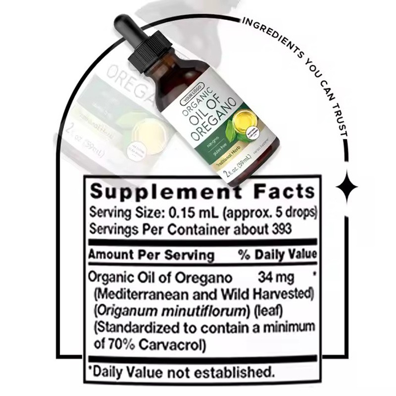 Oregano Oil Drops Supplier - Health Supplement Organic Digestion Liquid