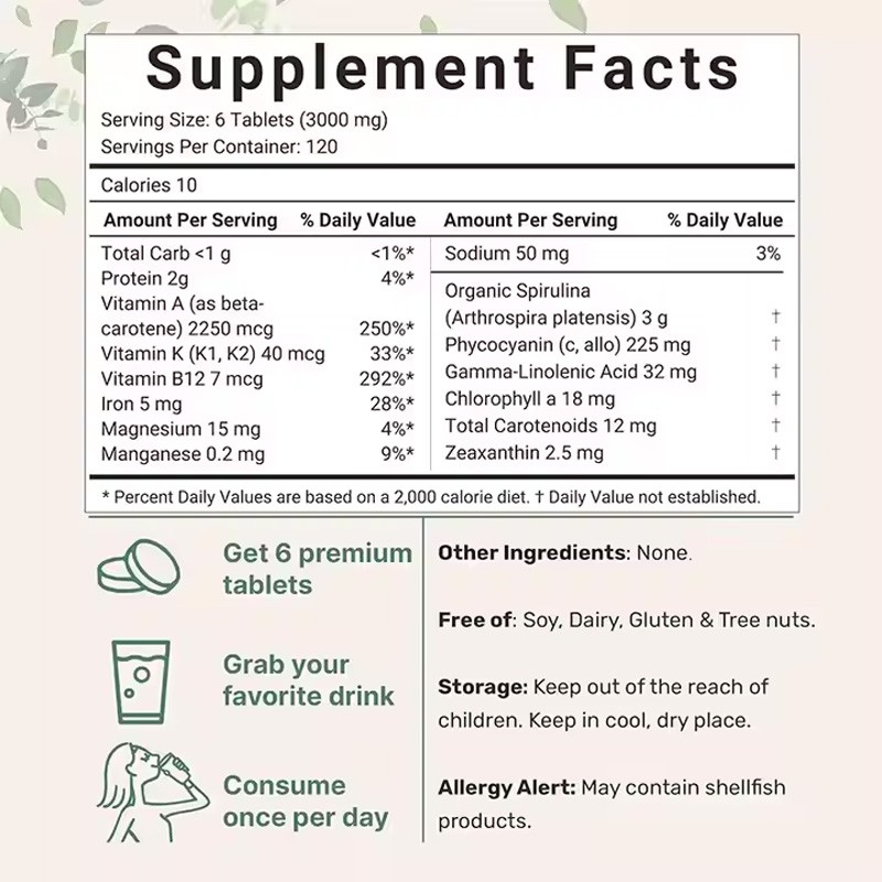 Supergreen Tablets Manufacturer - Organic Chlorella Spirulina Nutritional
