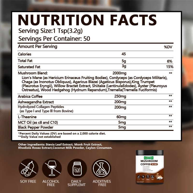 Mushroom Coffee Manufacturer - Private Brand Cognitive Support Ashwagandha