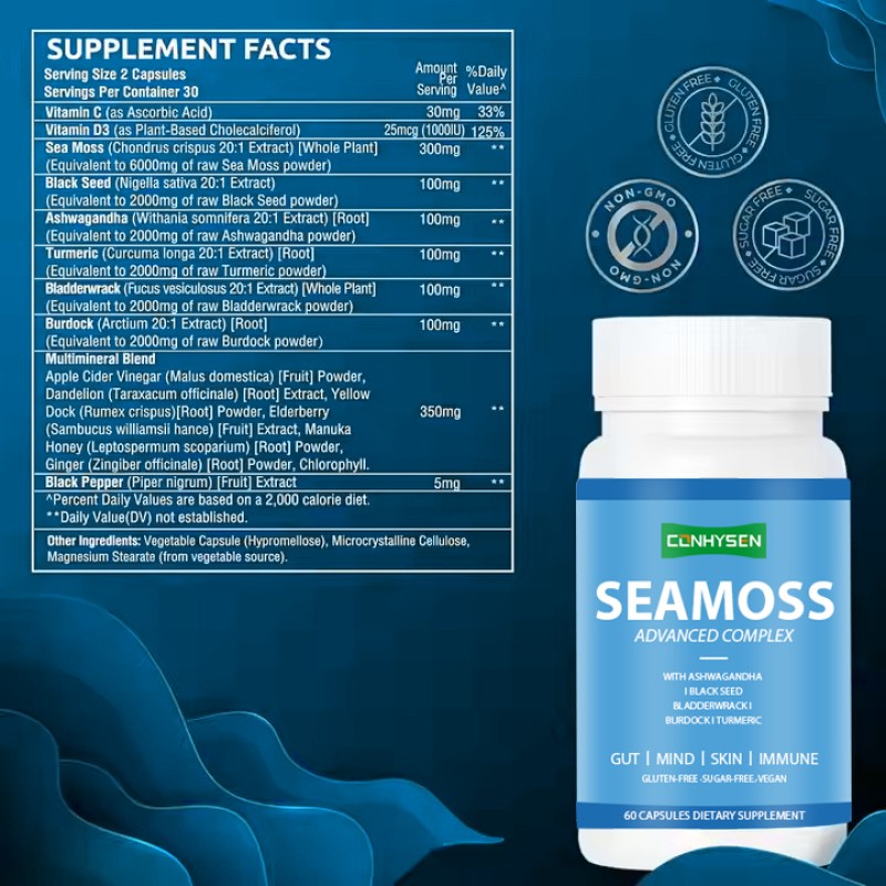 Sea Moss Capsules Supplier - OEM ODM Advanced Ashwagandha Burdock Root