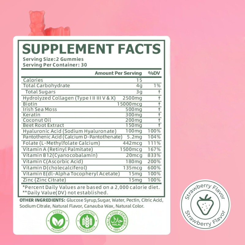 Collagen Gummies Factory - Biotin Hydrolyzed Collagen Skin Hair Support