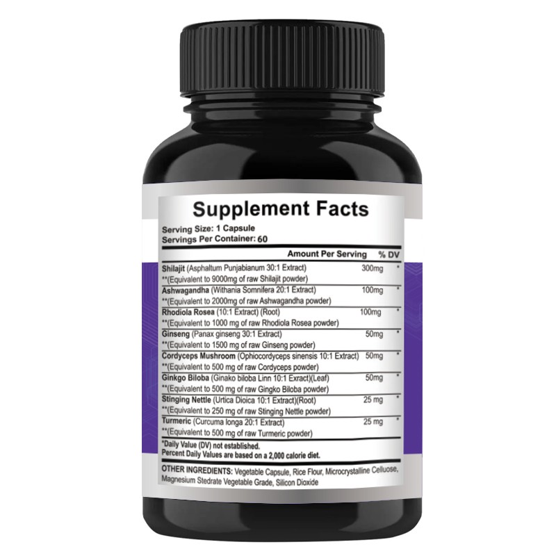 Shilajit Capsule Supplier - Top Sale 60pcs Immune Boost Ashwagandha