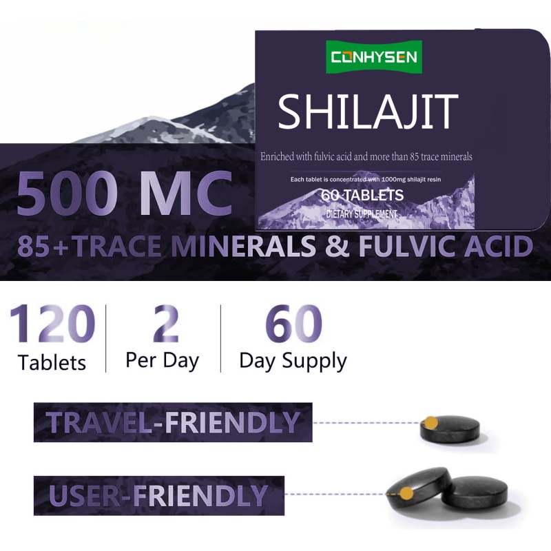 Shilajit Tablets Manufacturer - Himalayan Resin 120 Count Fulvic Acid