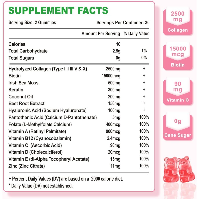 Collagen Gummies Manufacturer - Multi Biotin Hydrolyzed Collagen 2500mg