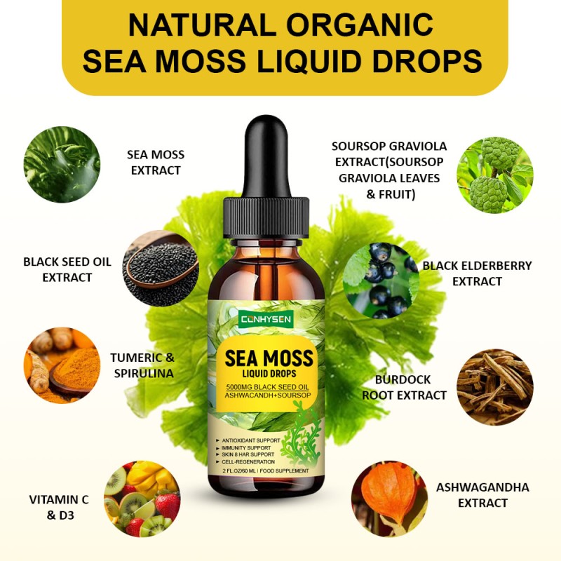 Sea Moss Drops Manufacturer - Hot Selling with Vitamin D3 Irish Moss