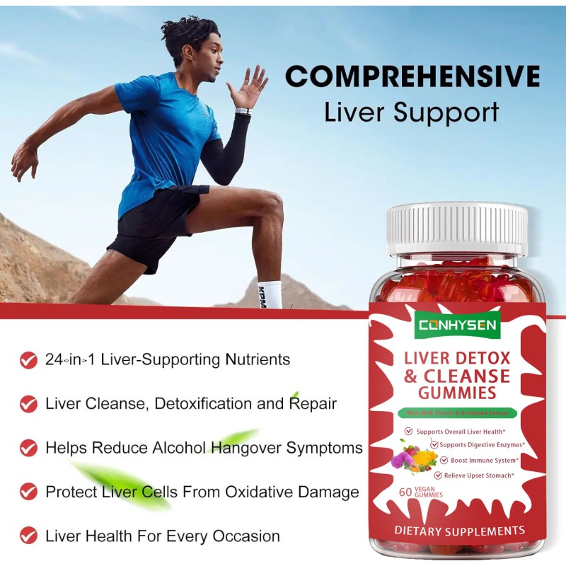 Liver Detox Gummies Supplier - Sugar-Free Herb Extract Milk Thistle Cleanse