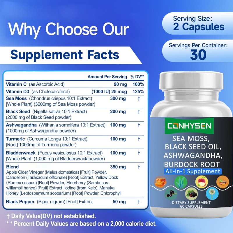 Irish Sea Moss Capsules Supplier - OEM ODM Complex Ashwagandha Turmeric