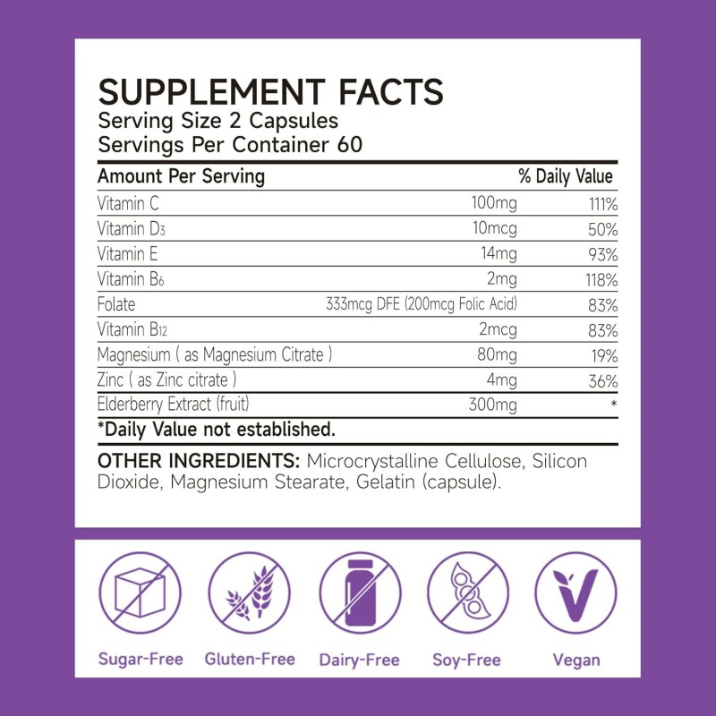 Elderberry Capsule Supplier - OEM Pure Extract Magnesium Rich Vitamins