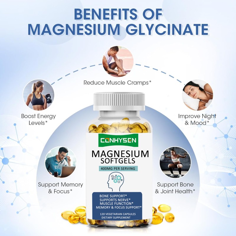 Magnesium Softgel Supplier - OEM 120-Softgels Citrate Glycinate Malate