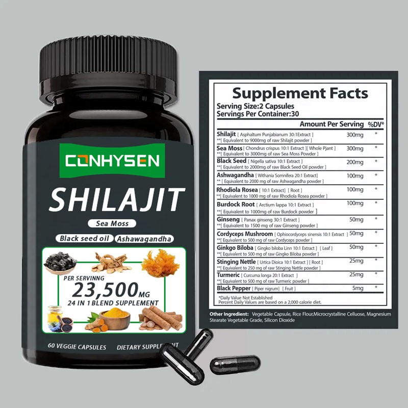 Shilajit Capsules Supplier - OEM Fulvic Acid Minerals Sea Moss Complex