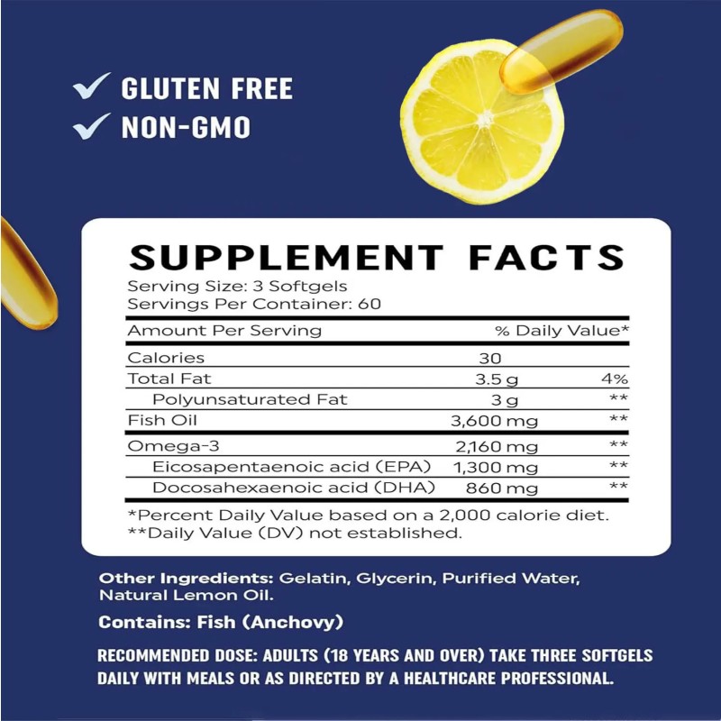 Omega 3 Softgel Supplier - Private Label 3600mg Fish Oil EPA DHA