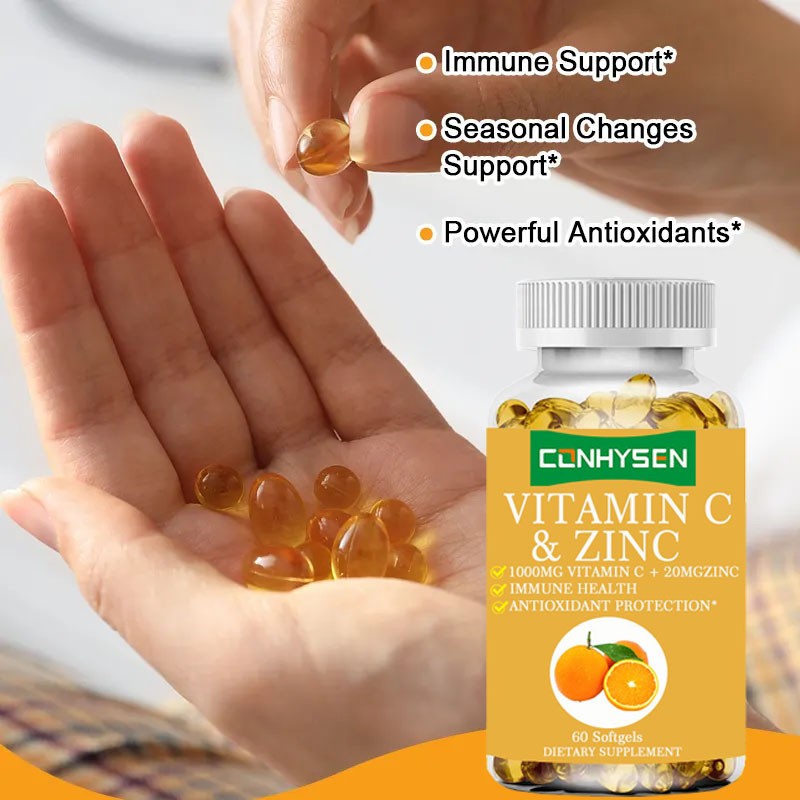 Vitamin C Softgel Factory - OEM Vitamin C Zinc 1000mg 20mg Immune