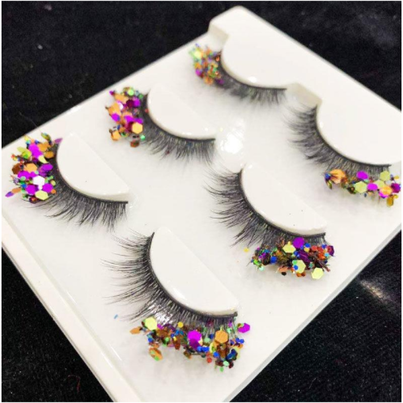 Stage Eyelash Manufacturer - OEM Colorful Sequins Performance