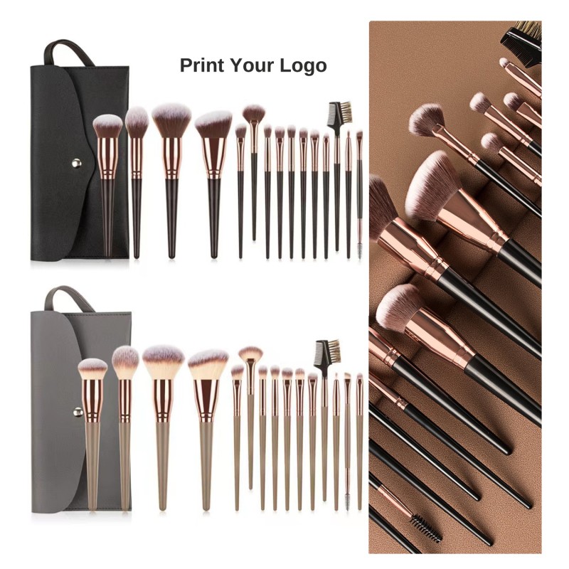 Makeup Brush Set Factory - Custom Logo Vegan Wood Handle Nylon Bristles Brush