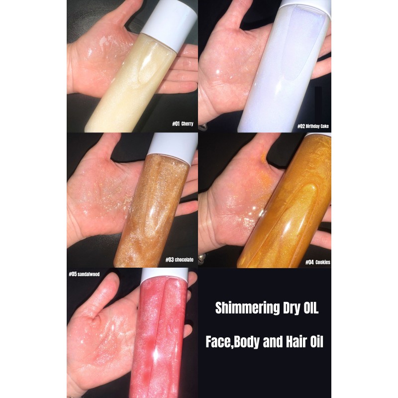 Shimmer Dry Oil Factory - Custom logo Low Moq Vegan Shiny Makeup Dry Oil