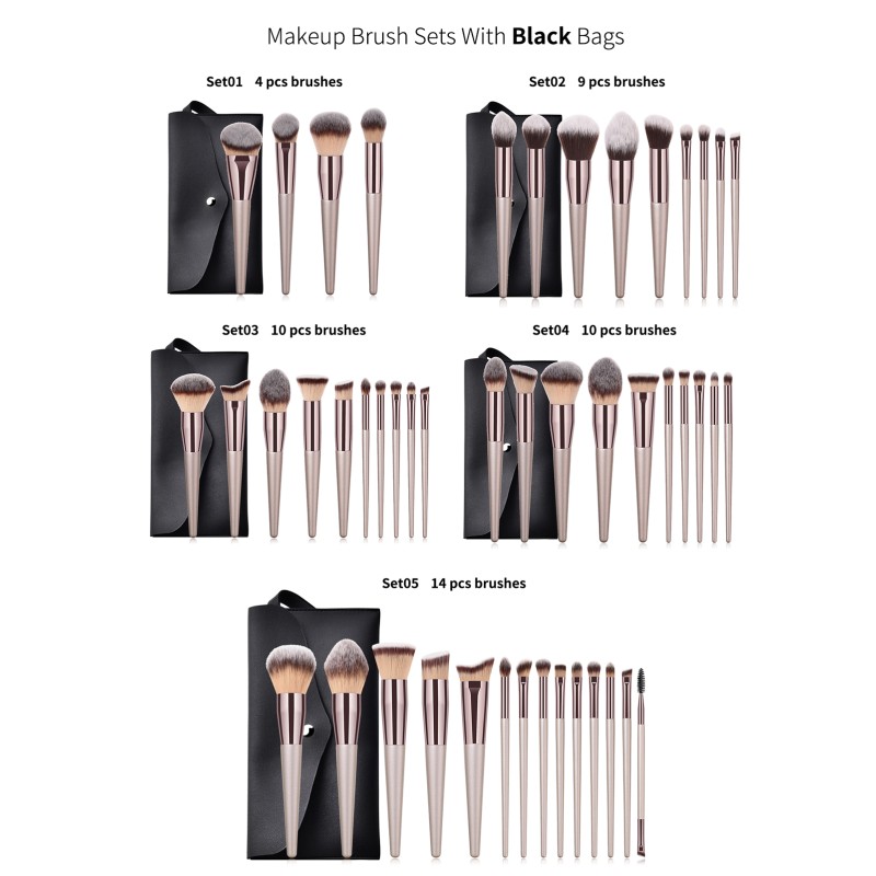 Makeup Brush Set Supplier - Wholesale Private Label Black Vegan Brush Set