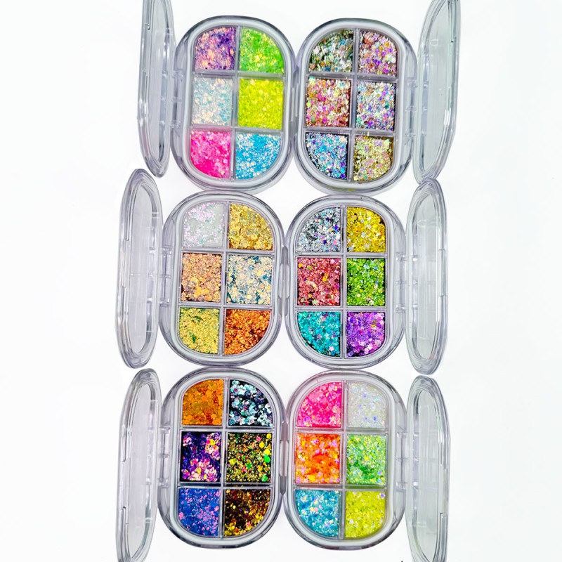 Eyeshadow Glitter Palette Factory - Popular Makeup Party Shiny 6 Colors Glitter