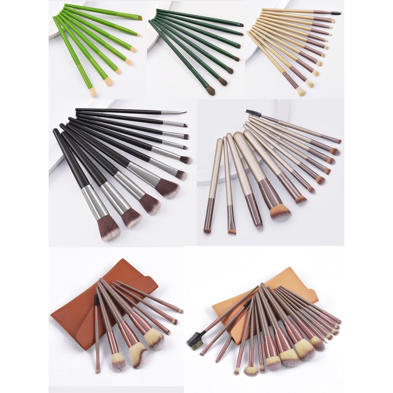 Makeup Brush Set Factory - Custom Logo Vegan Wood Handle Nylon Bristles Brush