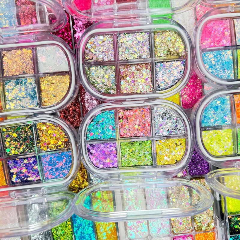 Eyeshadow Glitter Palette Factory - Popular Makeup Party Shiny 6 Colors Glitter