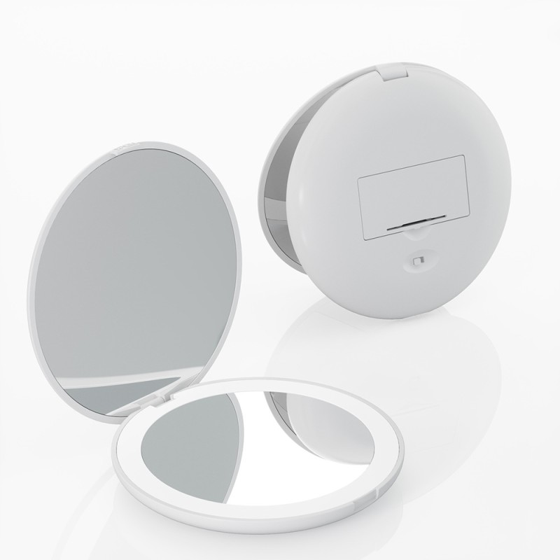 Table Makeup Mirror Supplier - Pink Round Desktop Adjustable Rotating Small