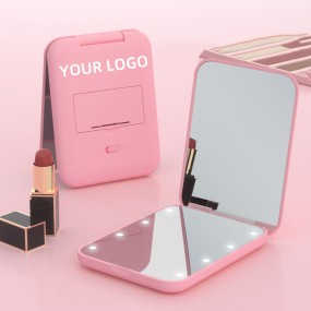 Makeup Mirror Factory - Custom Logo Portable 2X LED Travel Pocket Mirror