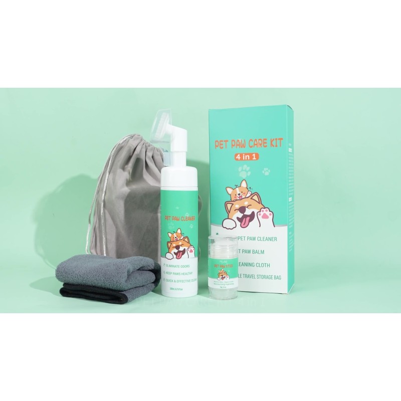 Paw Cleaner Set Manufacturer - Custom Logo Organic Paw Balm Foam Moisturizer Set