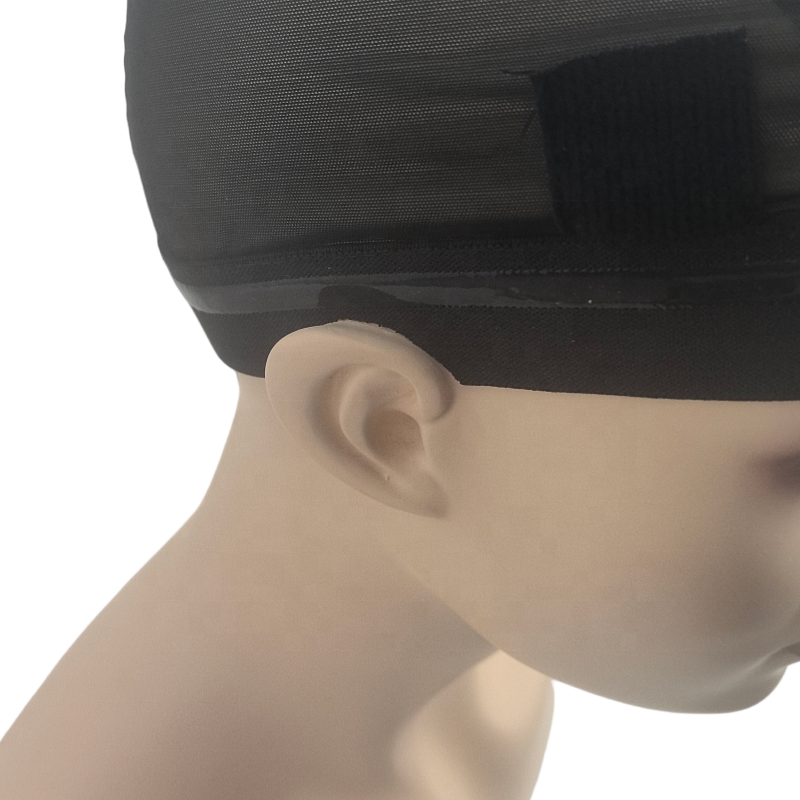 Wig Caps Manufacturer - Custom Black Mesh EAR PART CUT OFF Silicone Hair Net