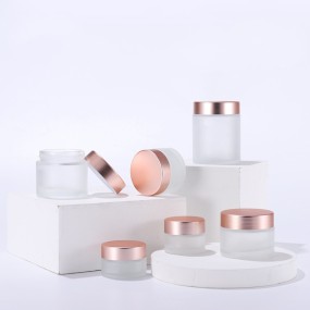 Cosmetic Jar Manufacturer - Hot Sale 50ml 60ml Rose Gold Lid Cream Glass Jar