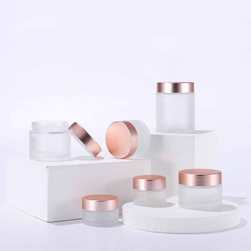 Cosmetic Jar Manufacturer - Hot Sale 50ml 60ml Rose Gold Lid Cream Glass Jar