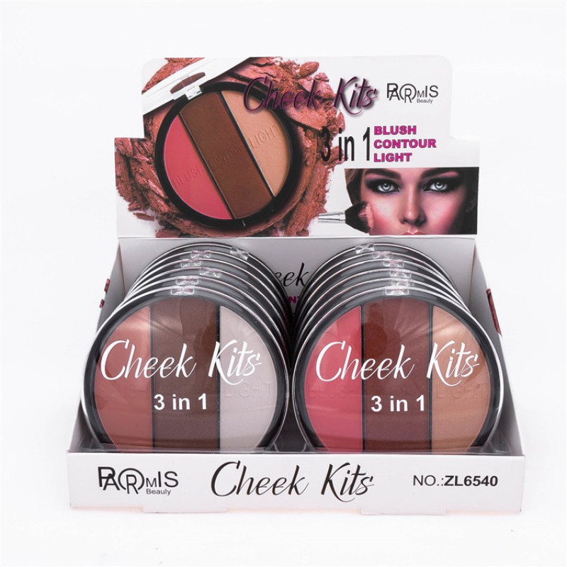 Blush Palette Manufacturer - 3 in 1 Blush Contour Light Cheek Kits Private