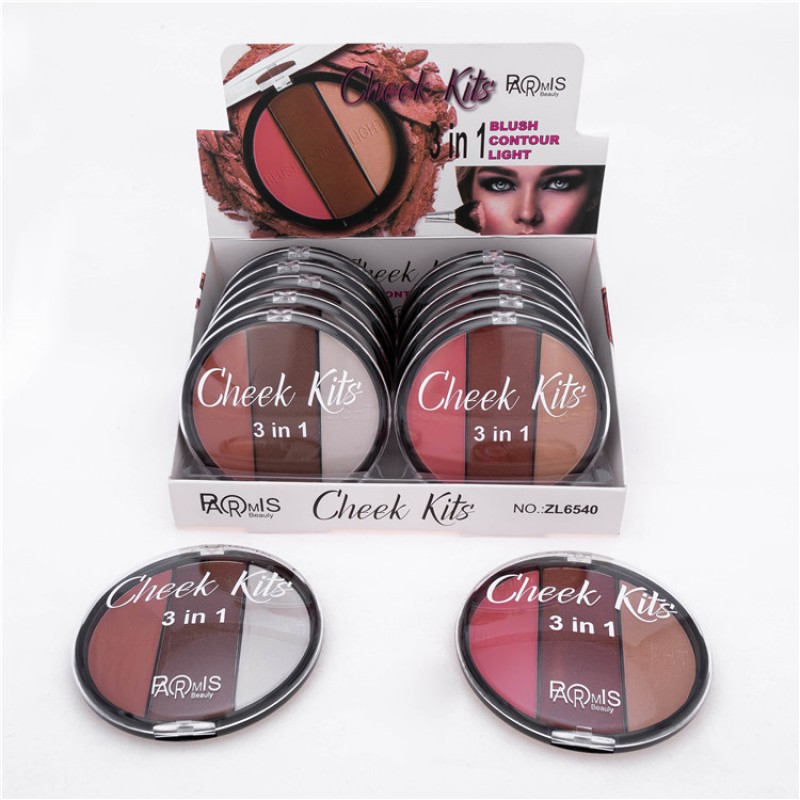 Blush Palette Manufacturer - 3 in 1 Blush Contour Light Cheek Kits Private