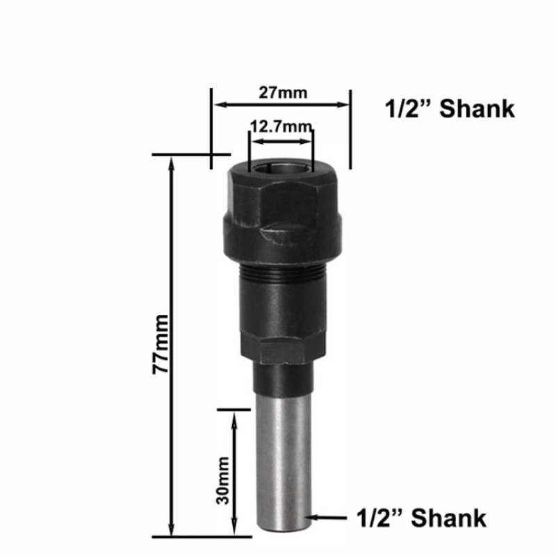 Router Bit Extension Factory - 1/4" 8mm 12mm 1/2" Shank Rod Converter Collet