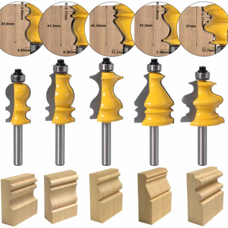 Router Bit Set Manufacturer - 5 Bit Casing & Base Molding 8mm Shank