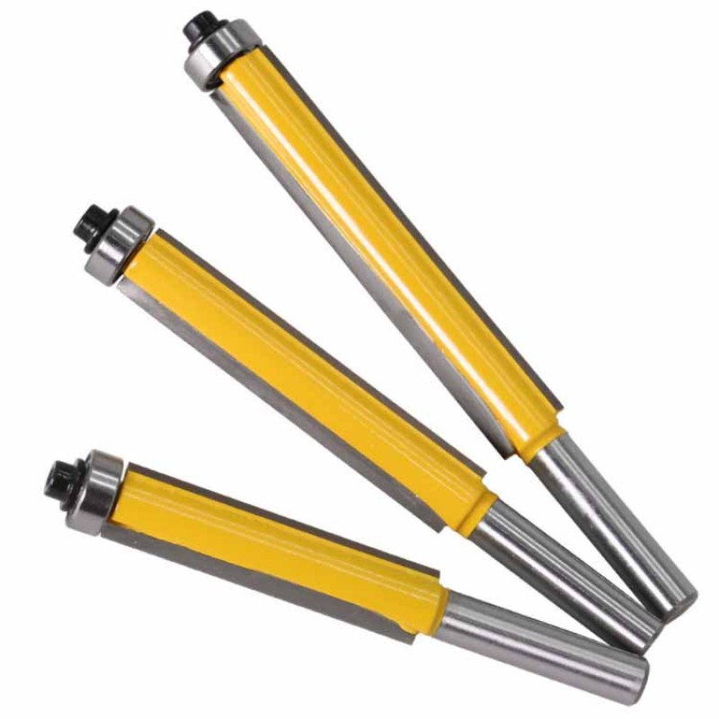 Router Bit Factory - 1pcs 8mm Shank Flush Trim Long Bit with Bearings