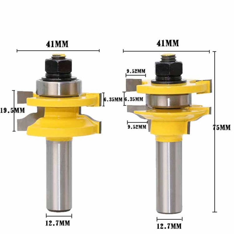 Router Bit Set Factory - 1/2" Shanks Round Over Rail & Stile 3 Bit Set