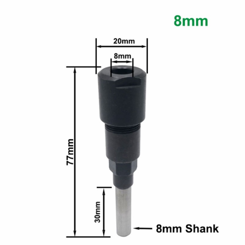 Router Bit Extension Factory - 1/4" 8mm 12mm 1/2" Shank Rod Converter Collet