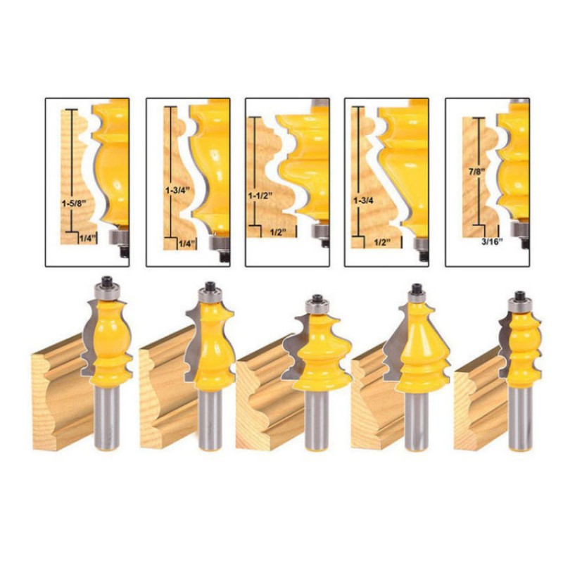 Router Bit Set Factory - 5 Bit Casing & Base Molding 1/2" Shank CNC