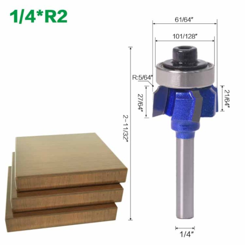 Router Bit Supplier - 1/4" Shank 4 Flutes Wood Milling Cutter R1 R2 R3