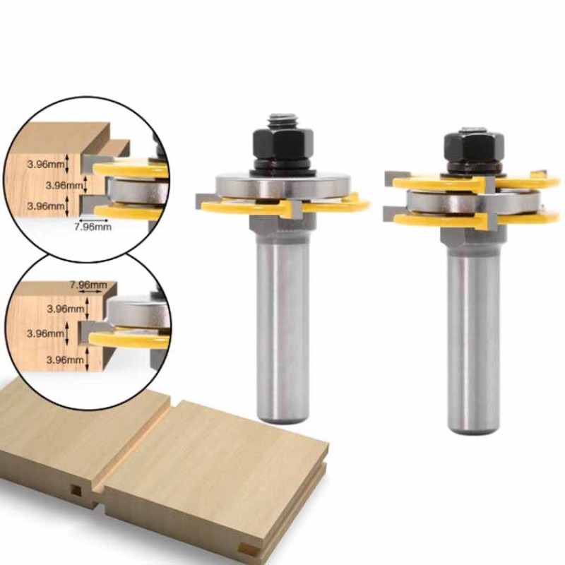 Router Bit Set Supplier - 2pcs Tongue and Groove 8 X 4mm 1/2" Shank