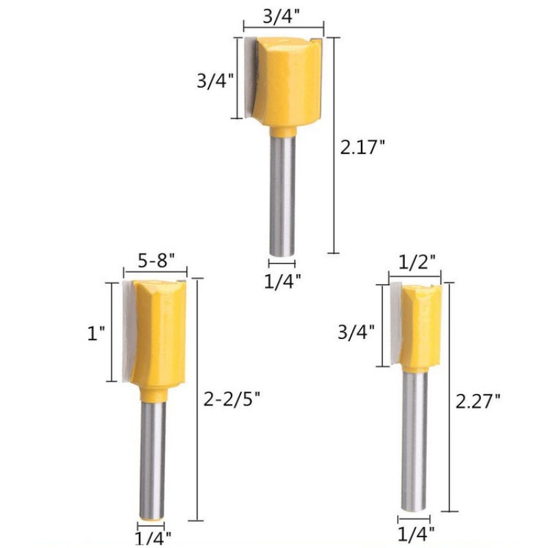 Router Bit Set Supplier - 5pcs 1/4" Shank Straight and Dado Router Bit Set
